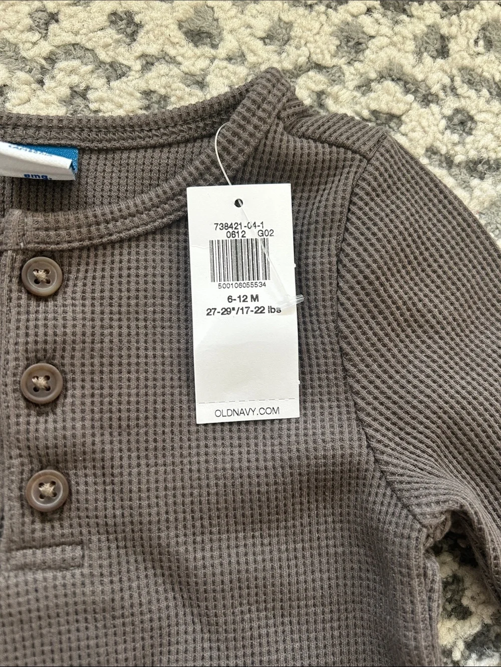 Old Navy Brown Waffle Henley Baby One-Piece